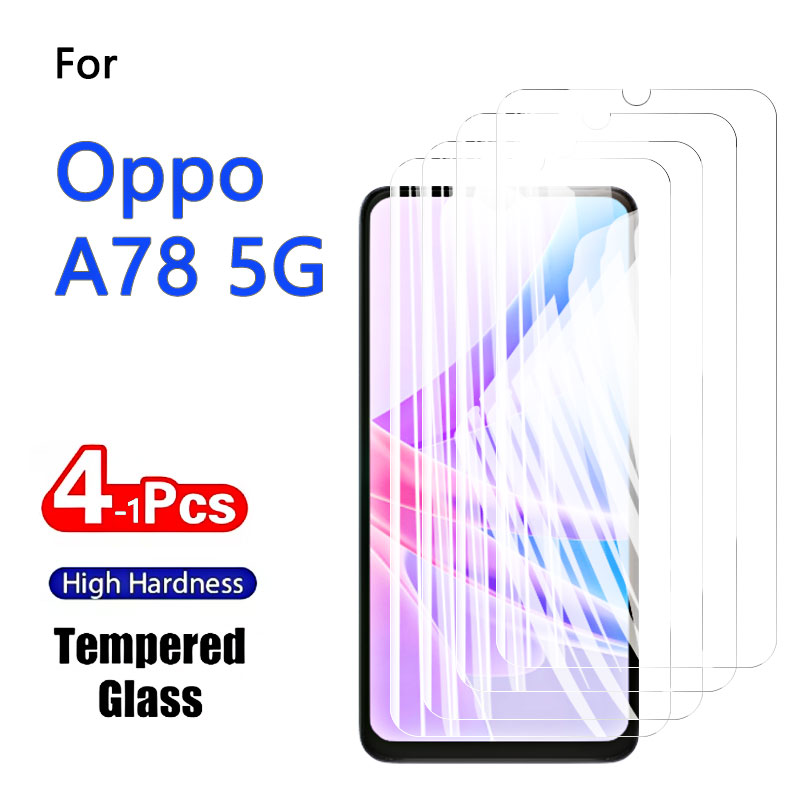 Oppo A78 - 1-4PCSป้องกันหน้าจอสําหรับOppo A78 5Gกระจกนิรภัยคริสตัล 9H HDอลูมิเนียม 6.56