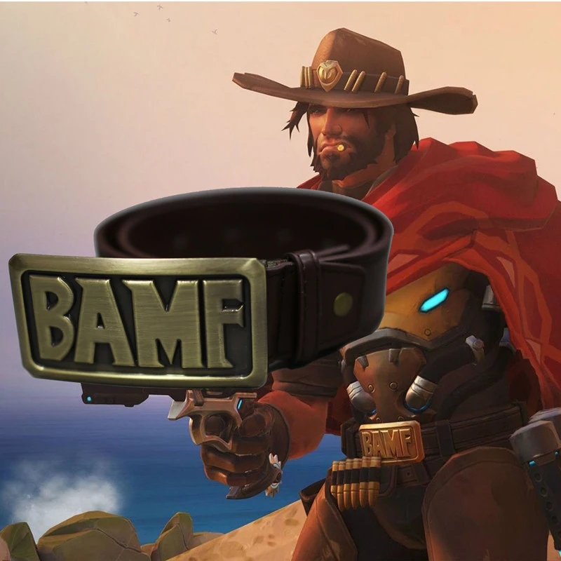 Accessories With Watch - ร้อนแรง! เข็มขัดคอสเพลย์ Mccree แบบคาวบอย โลหะทองแดง พร้อมหัวเข็มขัด