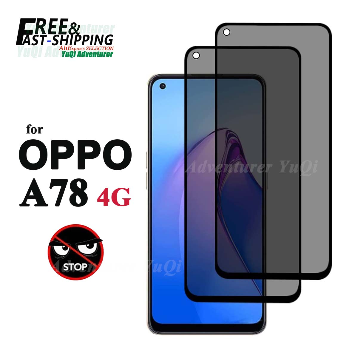 Oppo A78 - ป้องกันหน้าจอสอดแนมสำหรับ OPPO A78 4G กระจกนิรภัย9H กันรอยขีดข่วนเคสอลูมิเนียมสูงเป็นมิตร