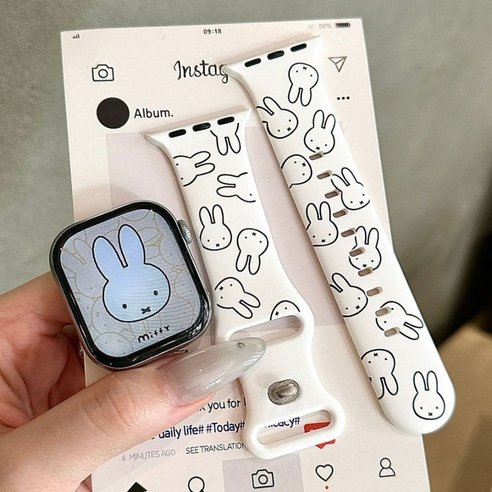 Apple Smartwatch Accessories - สายนาฬิกาการ์ตูนกระต่ายมิฟฟี่น่ารัก ใช้ได้กับ Apple Watch Series 11