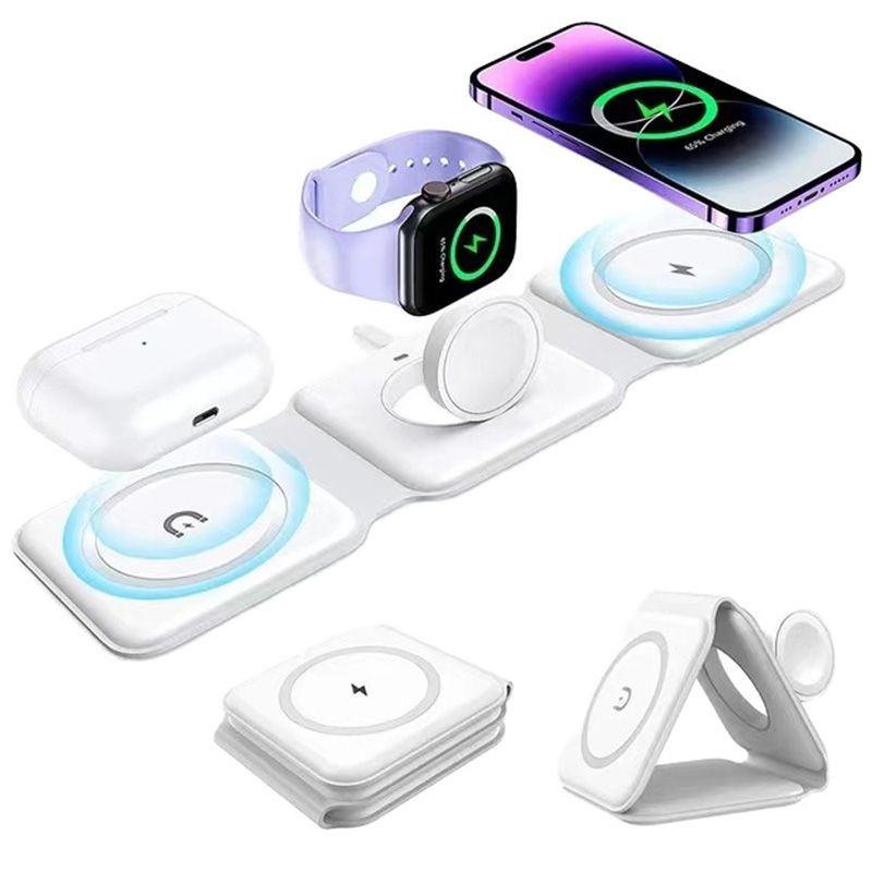 Wireless Charger Watch - ที่ชาร์จไร้สายแบบพับได้แม่เหล็ก 3-in-1, ชาร์จเร็ว 15W, USB Type-C,