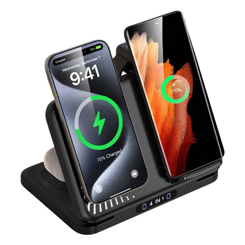 Wireless Charger Watch - แท่นชาร์จไร้สายแบบแม่เหล็ก 4 in 1 สำหรับโทรศัพท์มือถือ รองรับการชาร์จเร็ว