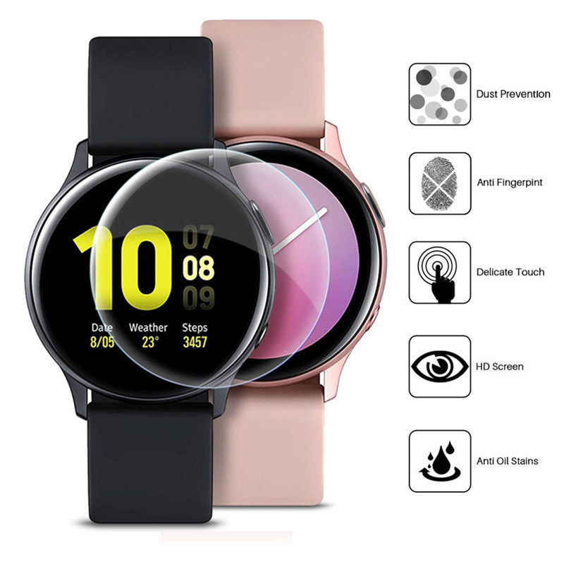 Samsung Smartwatch Ultra Accessories - ฟิล์มป้องกันเต็มรูปแบบ2ชิ้นสำหรับ Samsung Galaxy Watch Active 2ชิ้น3D