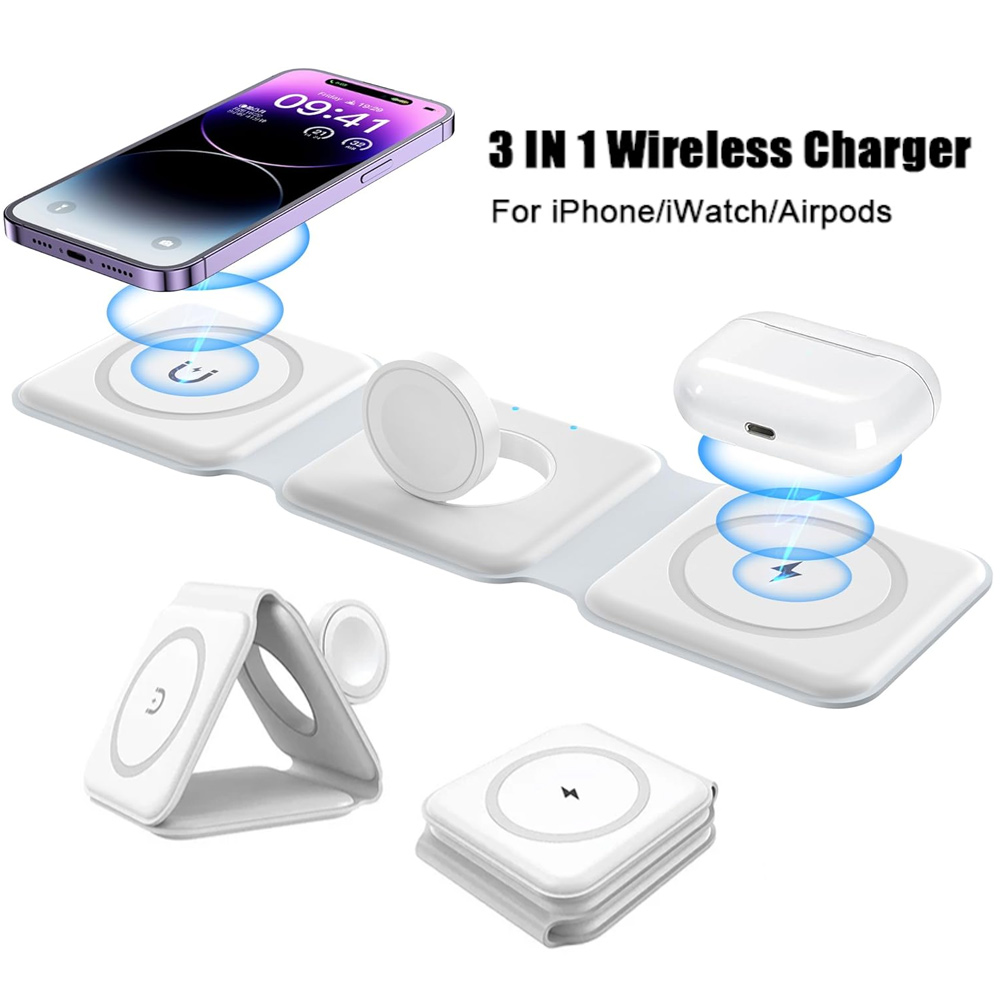 Wireless Charger Watch - สถานีชาร์จไร้สาย 3-in-1 ชาร์จเร็วแบบแม่เหล็ก 18W พับได้ สำหรับ