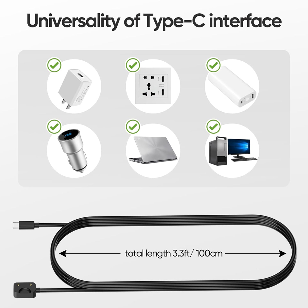 สายชาร์จ USB-C สีดำสำหรับ Sams - Best Smartwatch Accessories บทวิจารณ์และราคา