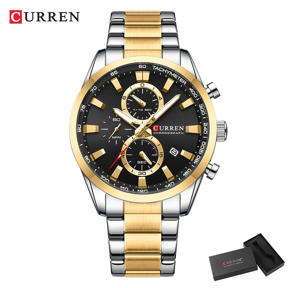 CURREN ลำลองควอตซ์โครโนสปอร์ตน - Accessories With Watch บทวิจารณ์และราคา
