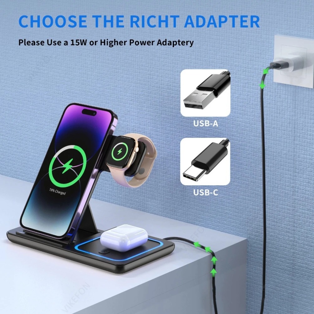 แท่นชาร์จไร้สายแบบพับได้ 3 in  - Wireless Charger Watch บทวิจารณ์และราคา