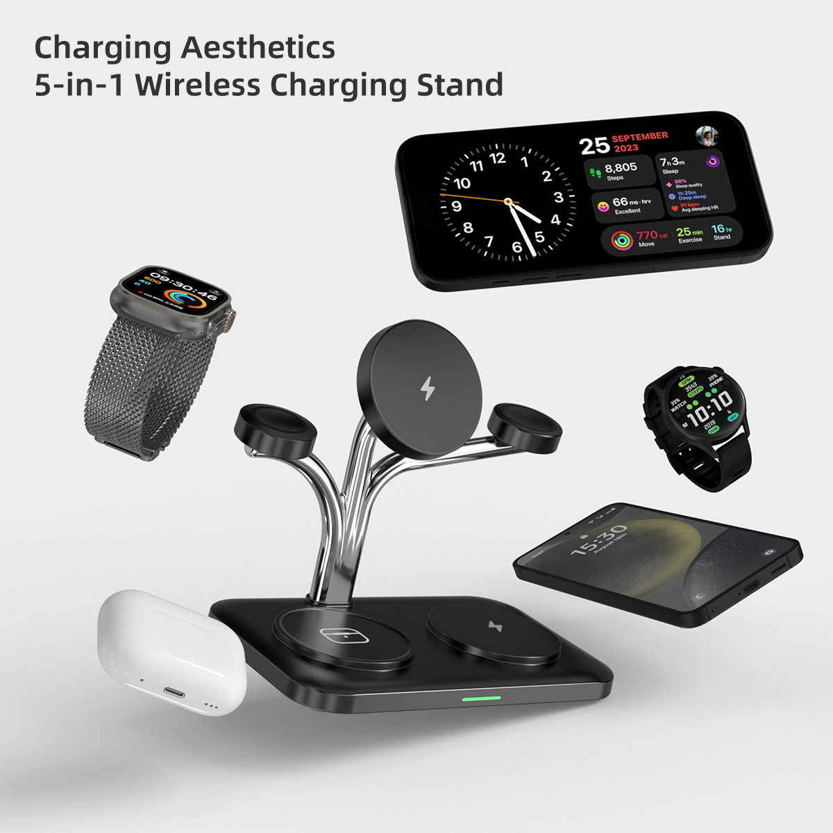 ที่ชาร์จไร้สายแม่เหล็ก 5 in 1  - Wireless Charger Watch บทวิจารณ์และราคา