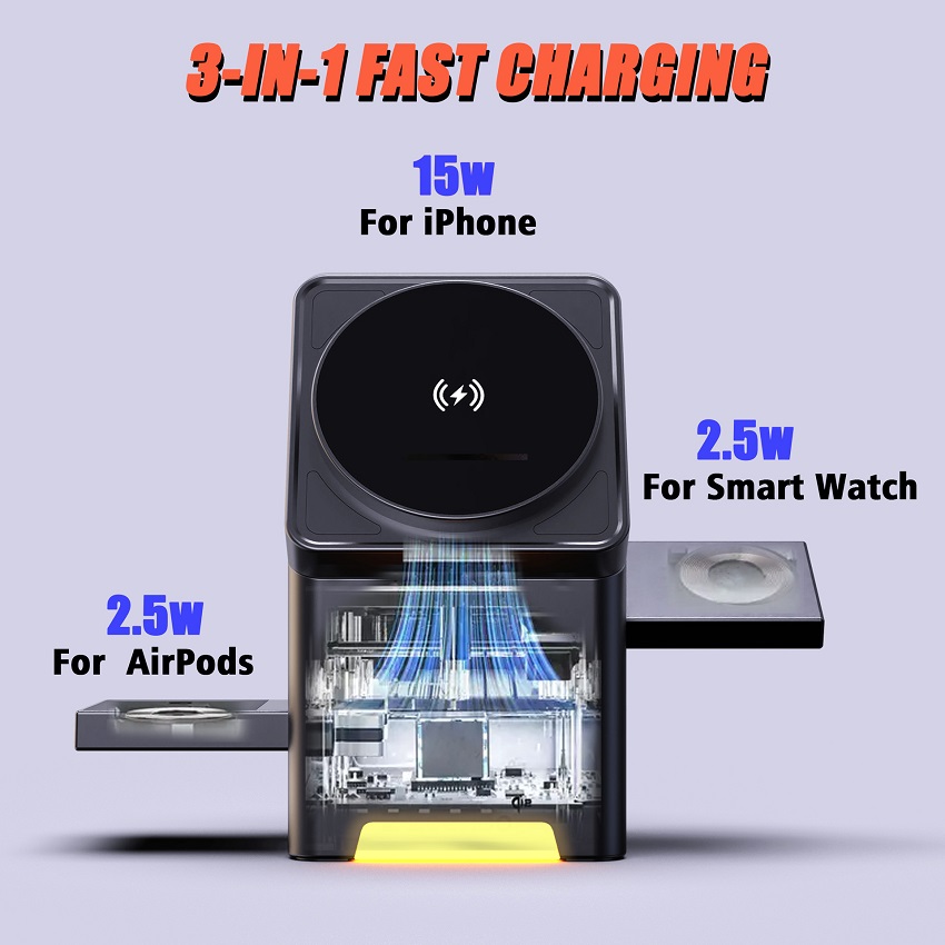 แท่นชาร์จไร้สายแม่เหล็ก 3 in 1 - Wireless Charger Watch บทวิจารณ์และราคา